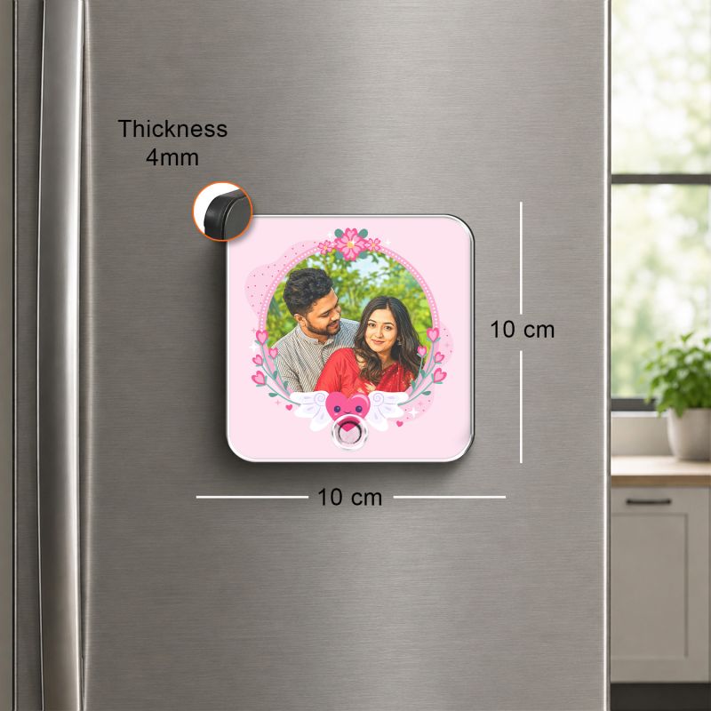 Personalised Musical Fridge Magnet, Custom Photo and Song, Rechargeable Battery, Type-C USB Charging, Gift for Anniversaries, Weddings, and Birthdays